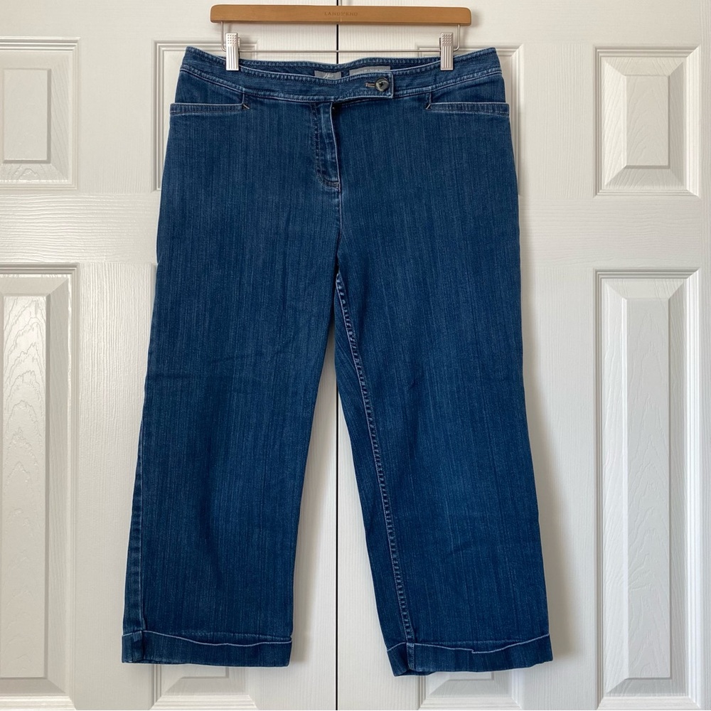J. Jill Genuine Fit Below Waist Blue Denim Women's Mid Rise Capri Crop Jeans 12T